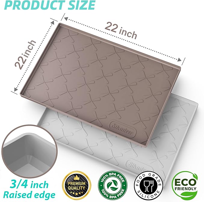 SIKADEER 22" x 22" Under Sink Mat Waterproof, Silicone Mat Kitchen Drawer Shelf and Cabinet Liner, Sink Protector for Kitchen Organizers and Storage, Boot Tray Pet Food Mats