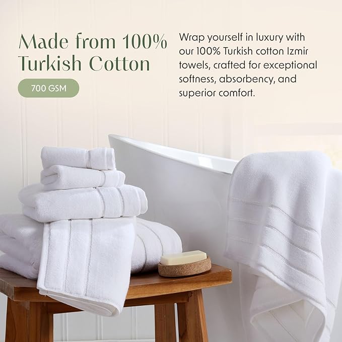 Springtree Home Luxury Turkish Cotton Bath Towels Set | 100% Turkish Cotton | Premium Bath Towels | Ultra Soft Thick Plush & Highly Absorbent | Luxury Hotel & Spa Bathroom Towels | Alpine White