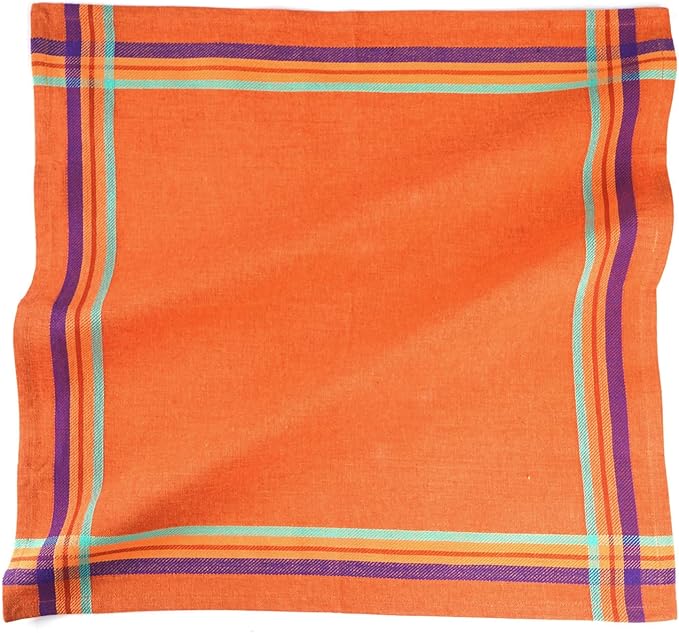 FINGERCRAFT Cloth Napkins, Everyday Use, Premium Quality High GSM Woven Cotton, Set of 12, 20X20 Inch Oversized Napkins Cloth Mitered Corners, Soft, Durable Hotel Quality Orange Multi