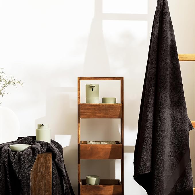 Oakias Premium Towel Set 600 GSM 6 Piece Brown - 100% Ring Spun Cotton Highly Absorbent Towels Set - Super Soft Bathroom Towel Set - Hotel Quality Double Stitched Hem - Ideal for Hotels, Spa, Gyms