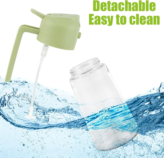 3 Pack 16oz/470 ml Olive Oil Dispenser Bottle 2 in 1 Clear Glass Oil Sprayer and Container Refillable Vinegar Dispenser with Automatic Cap Portable Spray Bottle for Cooking Baking Green