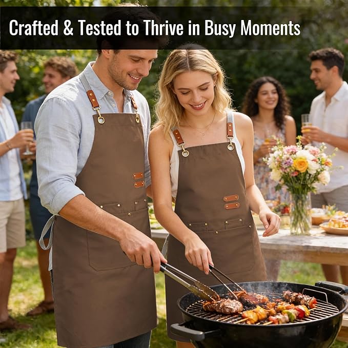 Aoomzoon Durable Kitchen Apron,Multifunctional Chef Aprons for Women & Men with Pockets for Cooking Baking & Daily Use