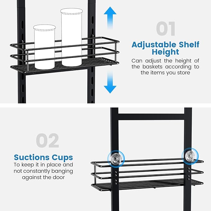 6-Tier Over the Door Pantry Organizer,Cabinet Door Organizer,Kitchen Pantry Door Organizers and Storage,Over the Door Spice Rack,Behind the Door Storage,Door Hanging Organizer,Black