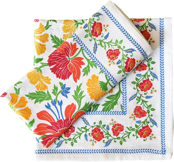 FINGERCRAFT Cloth Napkins, Set of Cotton Linen Blend Printed Dinner Napkins Cloth Mitered Corner Perfect for Parties Dinners Weddings Cocktail Christmas Easter 20x20 Persian Flora