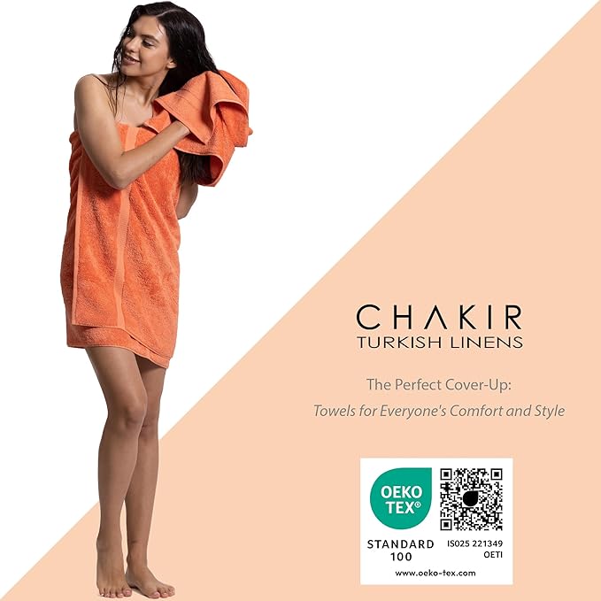 Chakir Turkish Linens, 100% Cotton Premium Quality Turkish Bath Sheets (35''x70'' Large Bath Sheet Towels - Coral)