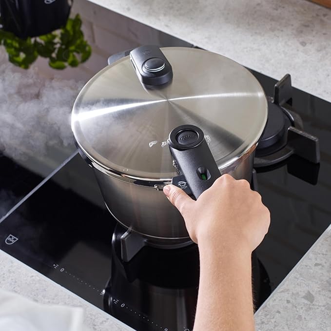 Fissler Vitaquick Premium Pressure Cooker, 10.6 Quart with Steamer Insert and Tripod