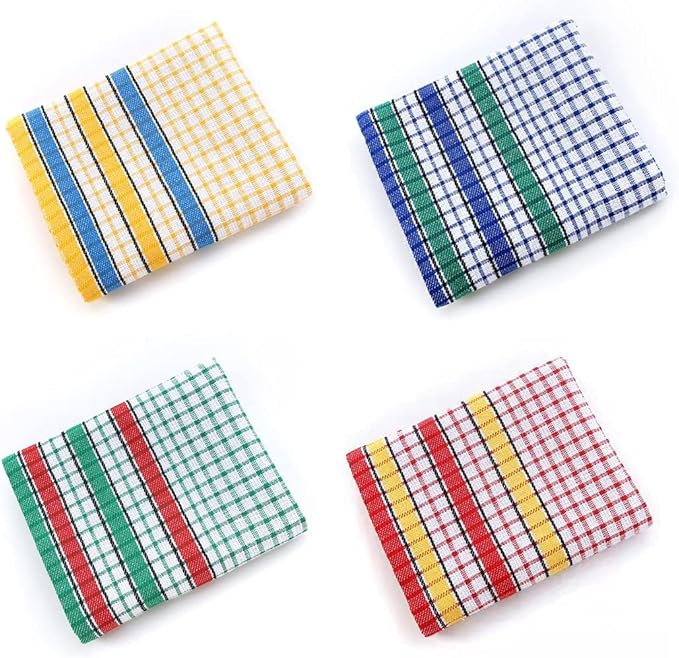 Large Kitchen Dish Towels, 16 Inch x 26 Inch Bulk Absorbent Cotton Kitchen Towels, 4 Pack Bright Colorful Tea/Bar Towel for Washing Drying Dishes and Household