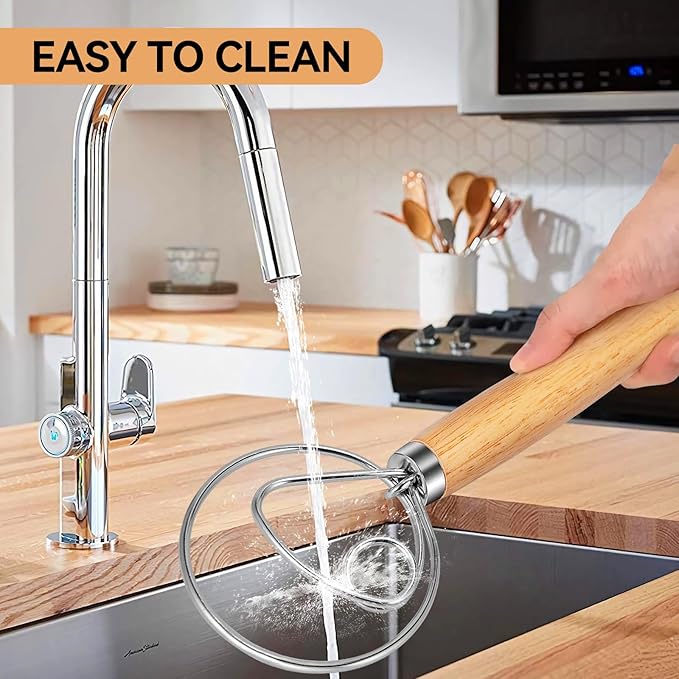TEEVEA Danish Dough Whisk for Bread Sourdough, Wooden Handle & Stainless Steel Hook