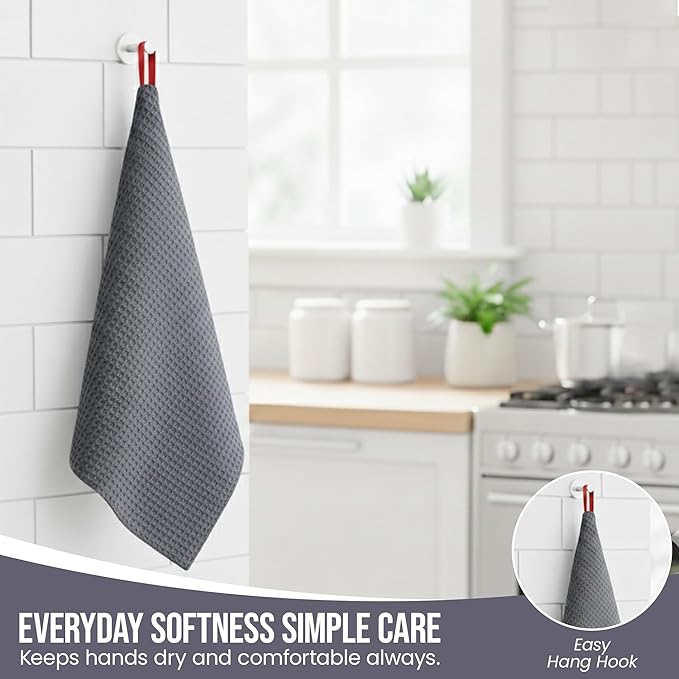 100% Cotton Waffle Weave Kitchen Dish Cloths 6-Pack– Ultra Absorbent & Quick Dry Cleaning Towels for Dishes, Counters & Kitchen Use – Soft, Durable & Lint-Free13.50 X 13.50 inches (Gray)