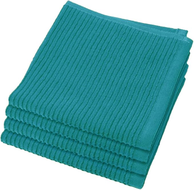 Now Designs Ripple Kitchen Dishcloth, Set of 4, Peacock Green