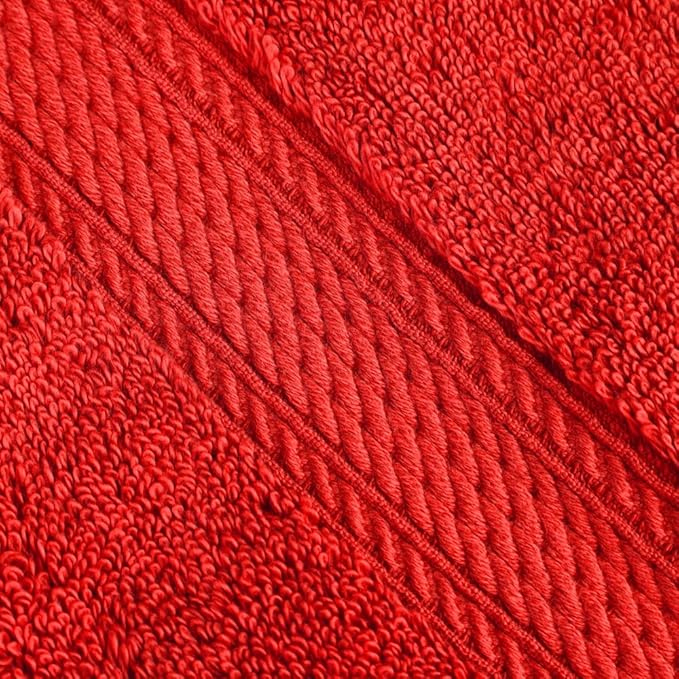 Superior Egyptian Cotton Pile Face Towel/Washcloth Set of 6, Ultra Soft Luxury Towels, Thick Plush Essentials, Absorbent Heavyweight, Guest Bath, Hotel, Spa, Home Bathroom, Shower Basics, Red