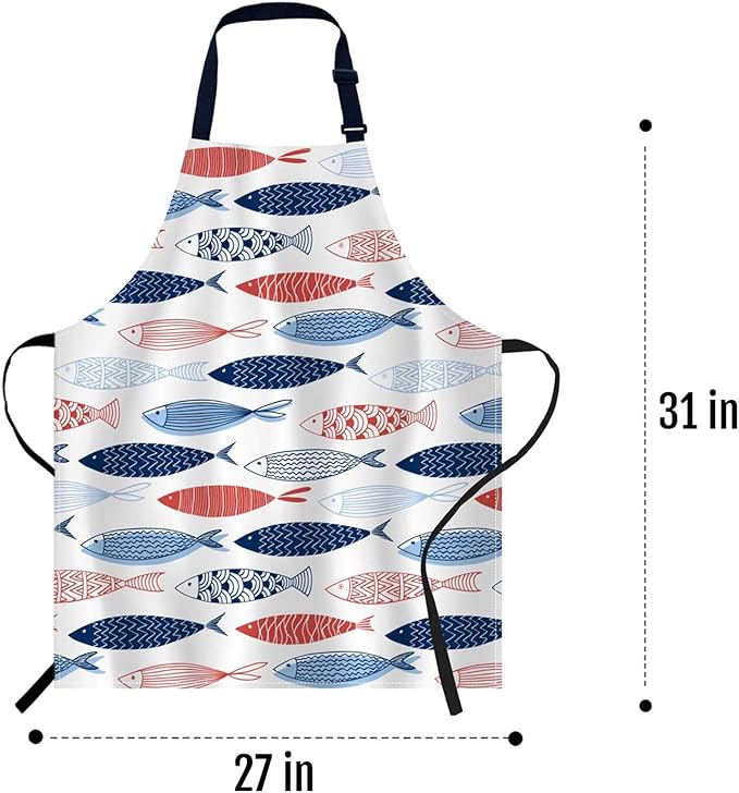oFloral Fish in The Ocean Apron Unisex Adjustable Bib Apron Cooking Kitchen Chef Women Men Aprons for Home Kitchen, Restaurant,Coffee House,Shop,Garden