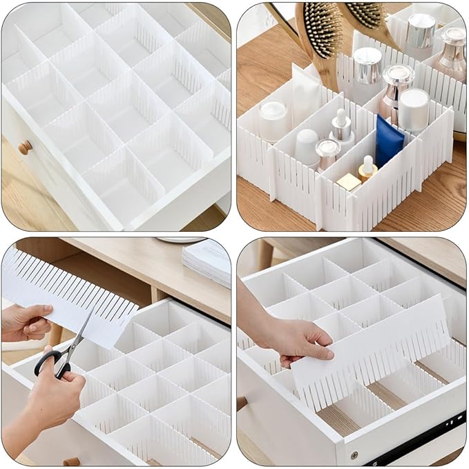 DOITOOL Multipurpose Drawer Dividers 10pcs Set 38x7cm White Plastic Drawer Organizer Boards for Socks Underwear Closet Storage and Bedroom Separation