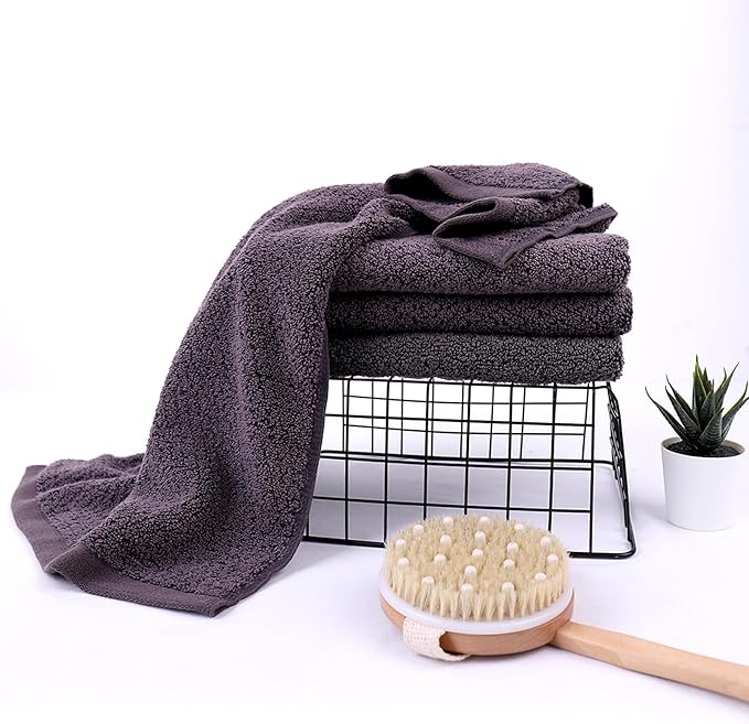 Everplush 4-Piece Premium Hand Towel Sets: Super-Soft, Highly Absorbent & Quick Drying Bathroom Towels – Versatile for Hotel, Bathroom, Shower, Spa, 16x30 Inches(Charcoal, 16" x 30")