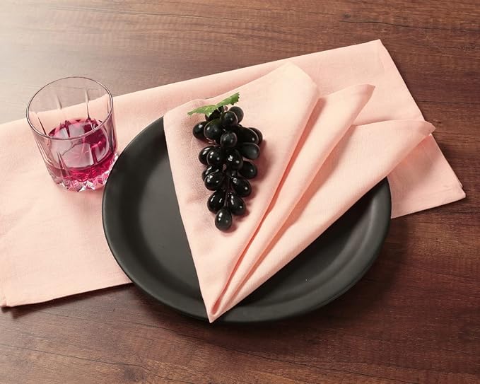 NATURALCRAFT Cloth Napkins Set of 12 Cotton Linen18x18 in Washable Napkins Cloth - Soft Durable Easter - Ideal for Hotel Farmhouse Party Wedding Dinner Spring Everyday Use Peach