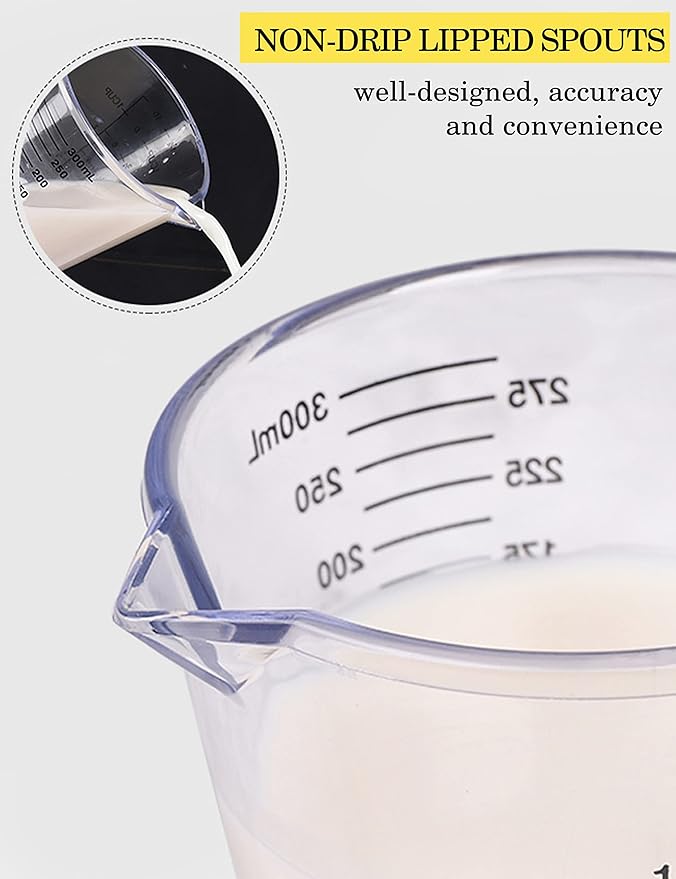 Measuring Cups Set, Liquid Measuring Cups For 3 For Kitchen - BPA Free Plastic Set with Spout Multiple Measurement Scales (Clear)