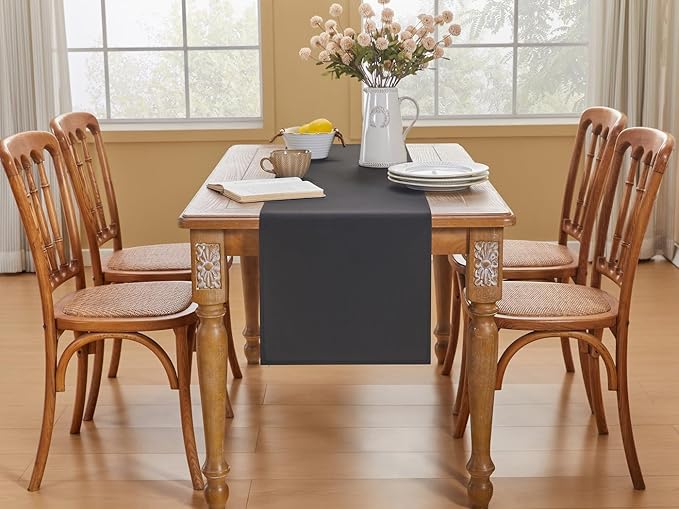 YATOJUZI Black Table Runner Seasonal Summer Autumn Kitchen Dining Coffee Table Decoration 72 Inches Long Waterproof Farmhouse Rustic Table Runner Halloween Home Wedding Party Decor 16x72Inch