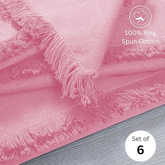 Cloth Dinner Napkins 100% Cotton Set of 6 - Soft Durable Reusable Table Napkins - for Dining Weddings Parties Holidays Easter and Everyday Use - Large 20x20 Inch Cloth Napkins Baby Pink
