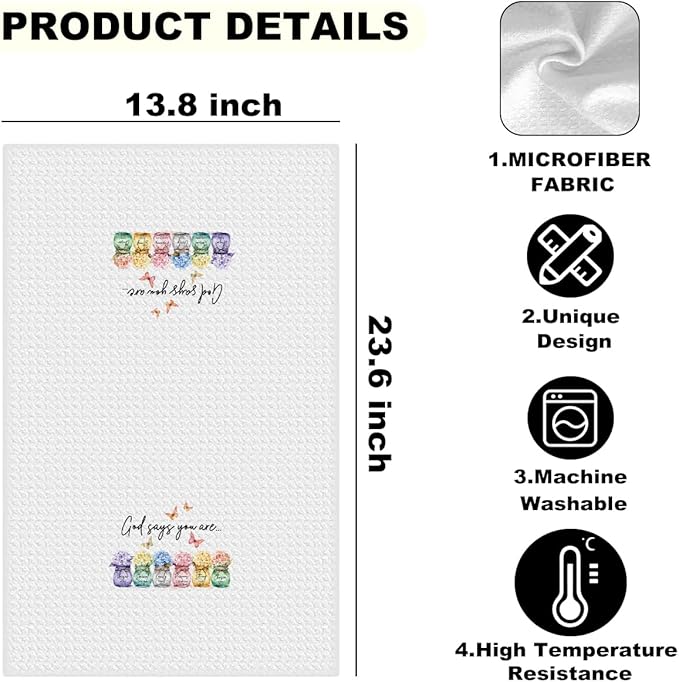 2 Pcs Christian Floral Kitchen Towels, Absorbent Soft Microfiber Towel for Bathroom Kitchen, Flower Hand Towels, Tea Towel Dish Cloth, Christmas Christian Gifts for Women Friend