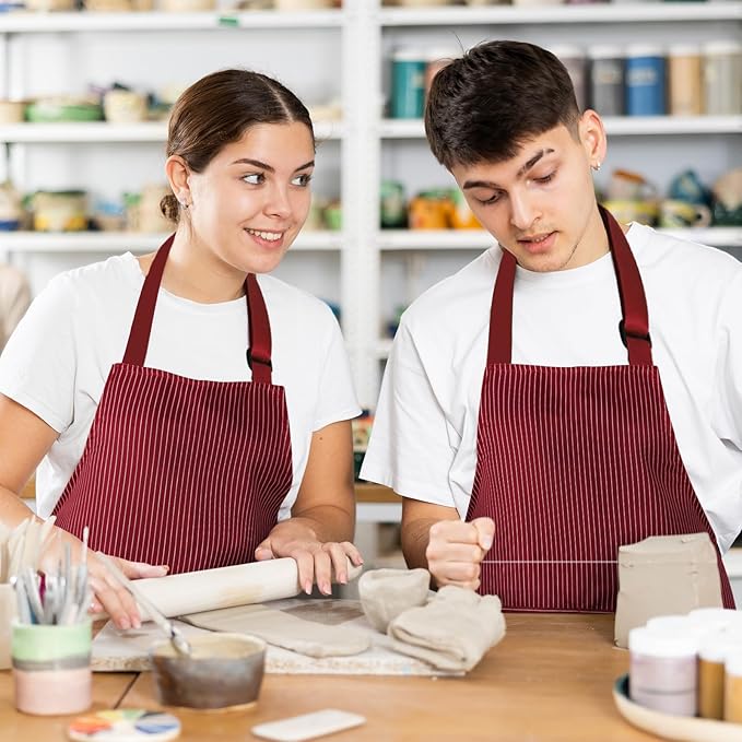 Taidven 2 Pack Apron - Unisex, Adjustable Bib Kitchen Apron, Cooking Apron, Aprons for Women Men with Pockets, Chef Aprons