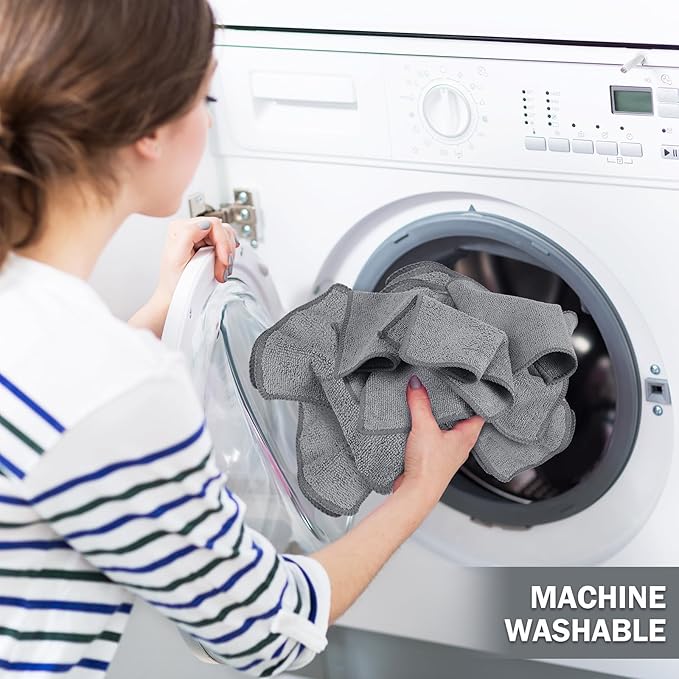 Tanlade Cleaning Cloth Dry Erase Cloth Cleaning Rags Reasonable Kitchen Towels Microfiber Towels Cars Wash(6 x 6 Inch,Gray,50 Pcs)
