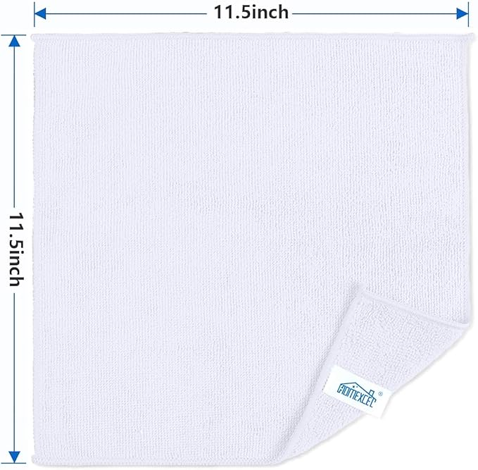 HOMEXCEL White Microfiber Cleaning Cloth 100 Pack, Microfiber Towel for Cars, Lint Free, Scratch-Free, Highly Absorbent, and Cleaning Rags for House, Window and Glass, Cars, TV Screen 11.5 X11.5 inch