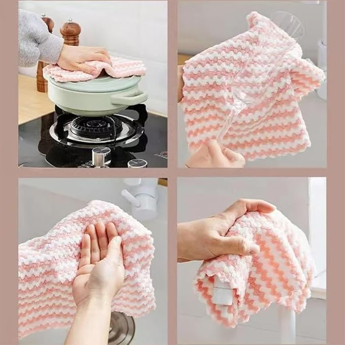 21 Pack Super Absorbent Dish Cloths Coral Velvet Microfiber Kitchen Towels Lint-Free Nonstick Oil Reusable Washable Fast Drying Rags 10"x10" Multipurpose Cleaning Dishcloths for Dishes Countertops