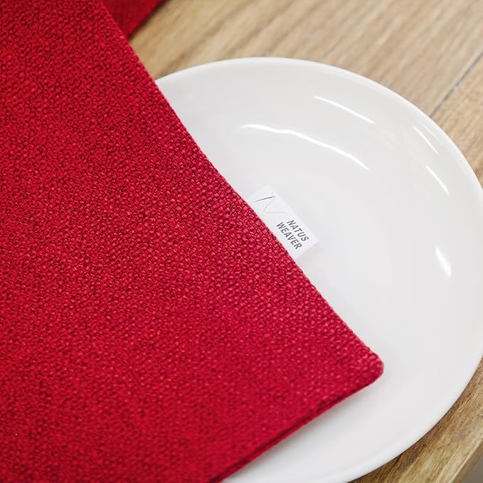 4 Piece Soft Caddice Faux Linen Place Mats Heat Resistant Dining Table Place Mats Kitchen Table Mats 12x18 Burgundy