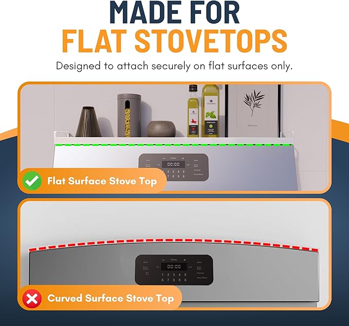 Extendable Steel Over the Stove Shelf for Back of Stove (16 to 30 Inches) Magnetic Stove Top Shelf for Kitchen Stove, Over Stove Shelf for Back of Stove - Over the Stove Spice Rack Shelf (White)