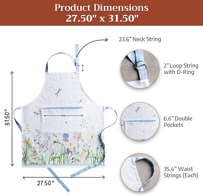 Maison d' Hermine 100% Cotton Apron for women with Pocket Kitchen Chef Apron for Men Cooking Mothers Day Gifts