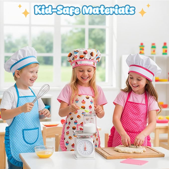 LovesTown Kids Cooking and Baking Sets, 32PCS Play Kitchen Accessories Pretend Play Toys for Toddler Birthday for Boys