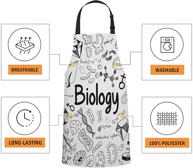 oFloral Biology science theory Apron Unisex Adjustable Bib Apron Cooking Kitchen Chef Women Men Aprons for Home Kitchen, Restaurant,Coffee House,Shop,Garden