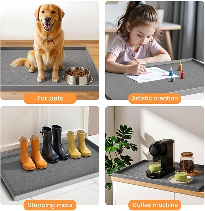 Jin&Bao Waterproof Under Sink Mat 25" x 19", Thick Silicone Mat Cabinet Protector for Kitchen and Bathroom, Shelf Liner, Home Organizer and Storage, Multipurpose Tray for Gadgets and Essentials