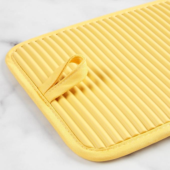 KITCHENAID Ribbed Soft Silicone Pot Holder 2-Pack Set, 2025 Color of the Year, Butter Yellow, 7"x9"