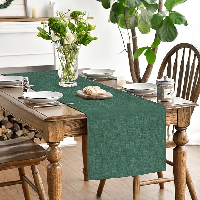 Artoid Mode Forest Green Table Runner, Seasonal Christmas Spring Washable Kitchen Dining Table Decoration for Home Party Decor 13x36 Inch