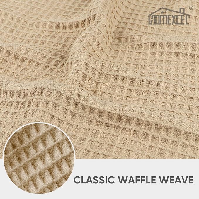 HOMEXCEL Waffle Weave Microfiber Cleaning Cloth, 6 Pack Highly Absorbent Cleaning Rag for Household, Reusable Kitchen Towels, Scratch-Free Stainless Steel Wipes, 12 x 12 Inches, Brown