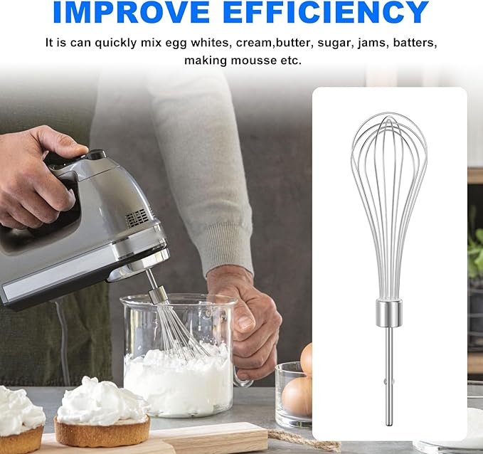 Kitchen Hand Mixer Whisk Attachments FOR KitchenAid Whisk KHMPW,KHM512BM KHM2B, AP5644233, KHM3, KHM5, W10720799, Kitchenaid Egg Beater - 2 Pack