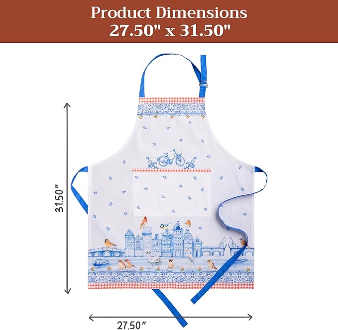 Maison d' Hermine 100% Cotton Apron for women with Pocket Kitchen Chef Apron for Men Cooking Mothers Day Gifts