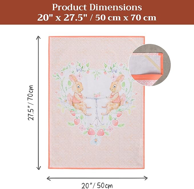 Maison d' Hermine Kitchen Towels Set of 3 100% Cotton 27.50" x 20" Reusable Cloth Tea Dish Towels Absorbent with Hanging Loop for Kitchen Gifts for Mothers Day Spring/Summer (Bunny Party)