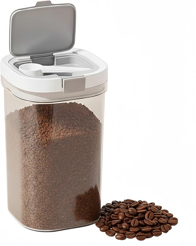 sugar container with spoon, Coffee and Dry Food Storage Containers,Stackable, Easy-Clean, Perfect for Coffee, Flour, Sugar(61 oz / 7.6 Cups)