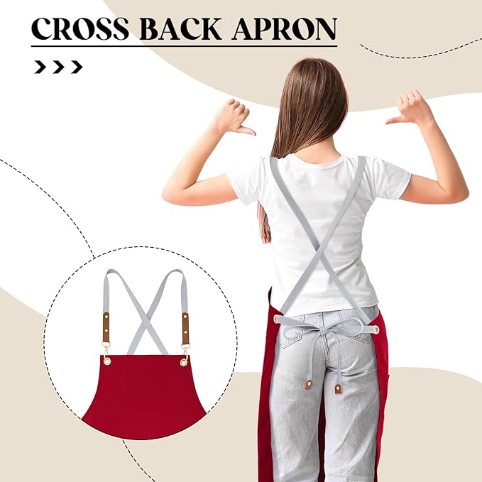 Crossback Pottery Apron Split Leg with Large Pocket Canvas Apron with Adjustable Strap for Art Garden Nail Tech Hairstylist