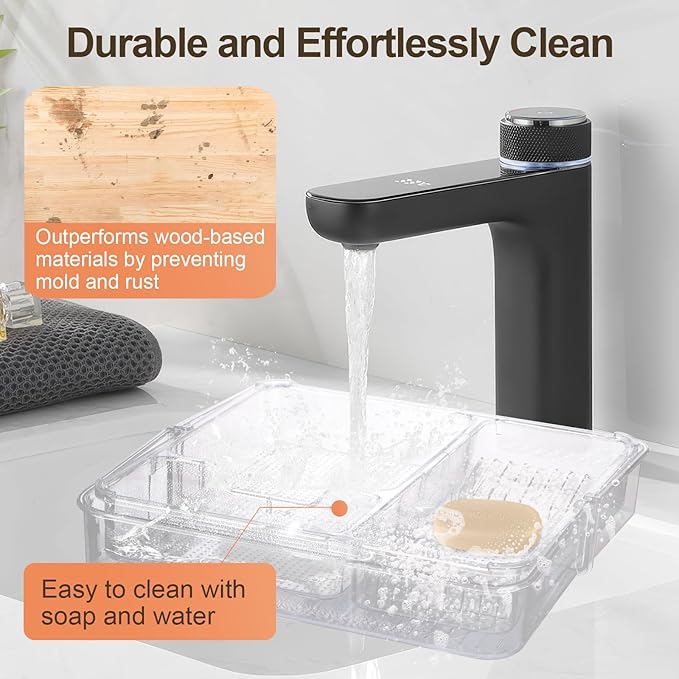 Expandable Drawer Organizer-Adjustable Shallow Tray, 11" to 19" Width,1.97" Height, Clear Plastic Storage for Bedroom, Living Room, Kitchen/Bathroom/Office/Cosmetic/Tools/Cutlery/Stationery
