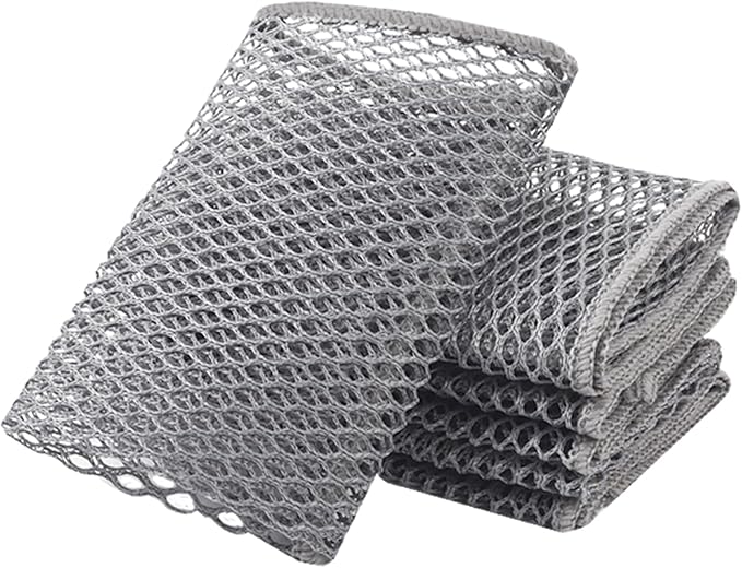 SUNLAND Netted Dish Cloths for Washing Dishes No Odor Dishes Scrubber for Kitchen-Fast Drying and Easy to Clean Mesh Dish Cloth 6 Pack 12Inch x12Inch Grey