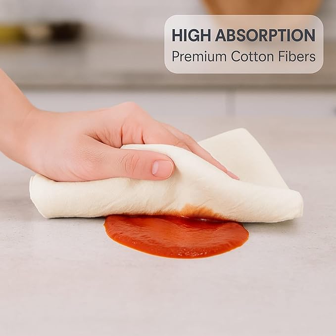 Dish Cloths Cotton | Kitchen Wash Cloth | Shop Towels Absorbent and Lint Free Flour Sack | Dishcloths for Kitchen Washing Dishes | Thick Absorbent Quick Dry Dish Rags | 4 Pack 13"x13" Natural