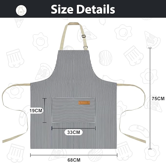 VALOME 2 Pack Kitchen Aprons, Apron for Cooking with 2 Pockets, Unisex Adjustable Neck Strap Chef Aprons for Men Women