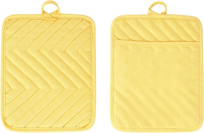 Anyi Pot Holders and Oven Mitts 7" X 9" Heat Resistant Cotton Pocket Pot Holder Set Feature of Non Slip Kitchen Hot Pad Oven Mitts, 3-Pack (Aqua Sky)