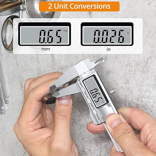 Neoteck 4 inch/100mm Digital Caliper, Stainless Steel Electronic Calipers Measuring Tool inch/mm Conversion, Large LCD Screen