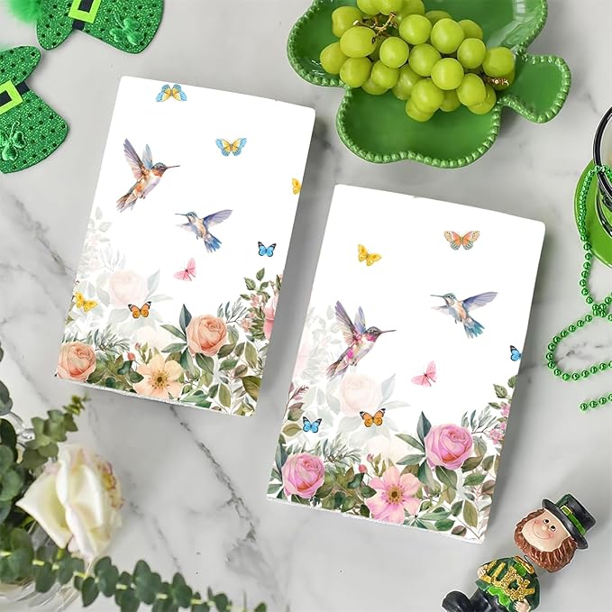 Bird Floral Hummingbird Kitchen Towels 2 Pcs Decorative Hand Towel Absorbent Dishcloth 16”X 24”