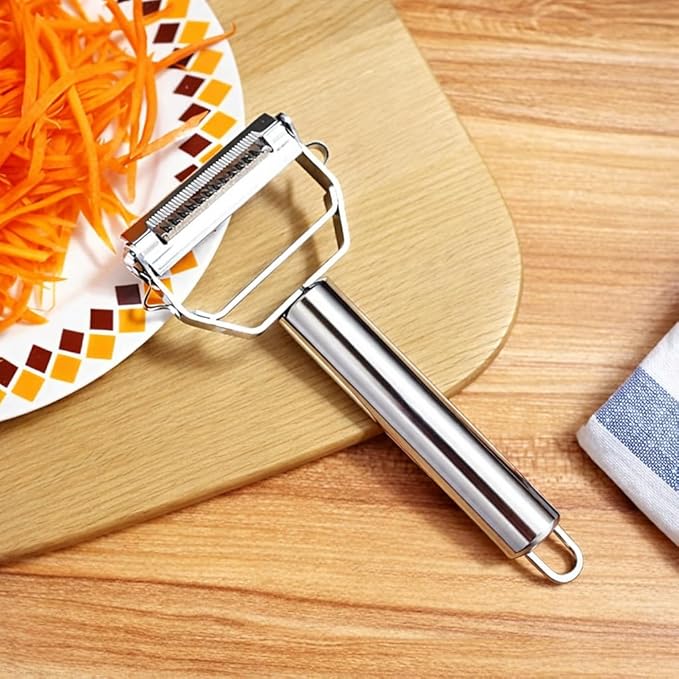 Julienne Peeler, Stainless Steel Vegetable Peeler, Double-Sided Blade Vegetable Julienne Cutter and Fruit Slicer, Dual Blade Multifunction Potato Peeler