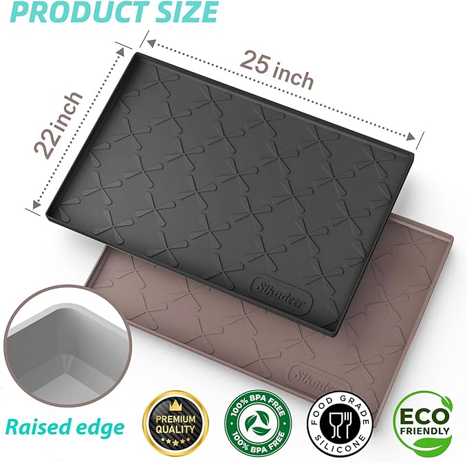 SIKADEER 25" x 22" Under Sink Mat Waterproof, Silicone Mat Kitchen Drawer Shelf and Cabinet Liner, Sink Protector for Kitchen Organizers and Storage, Boot Tray Pet Food Mats